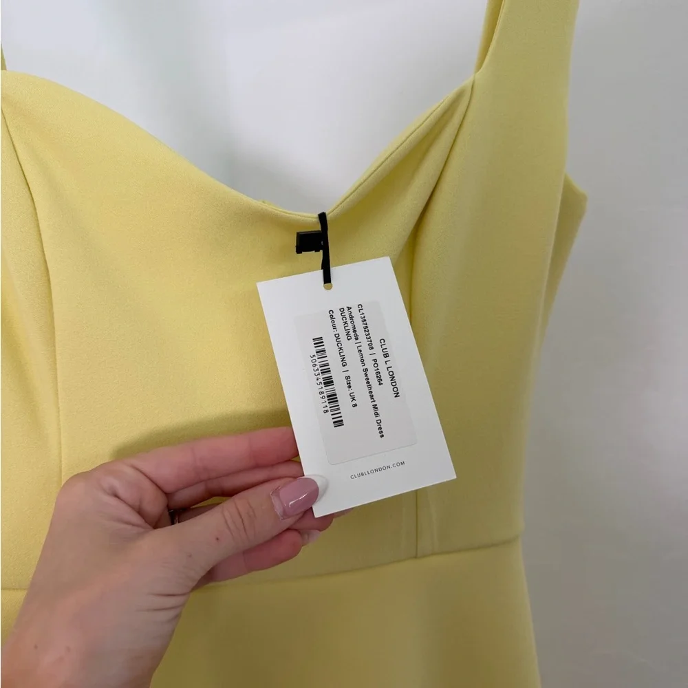 Club L London Sweetheart Midi Dress in Pale Yellow - NEW WITH TAGS